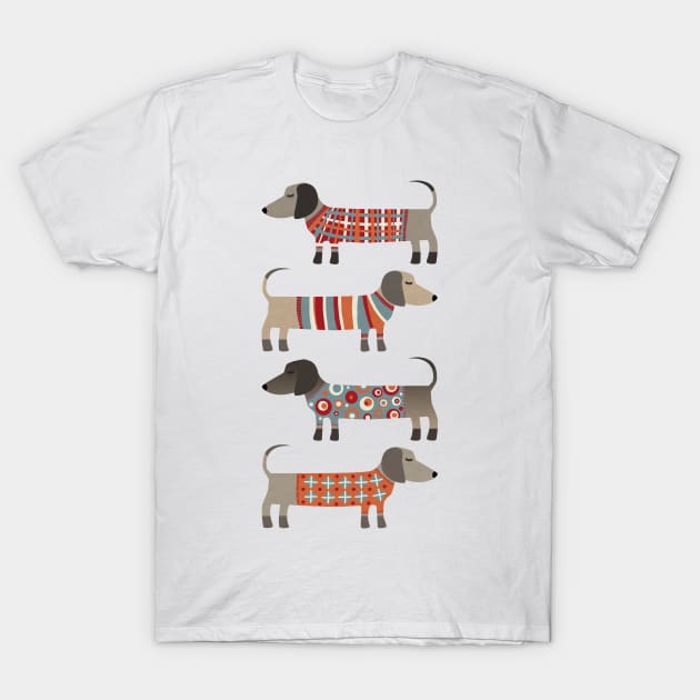 Sausage Dogs in Sweaters T-Shirt by NicSquirrell